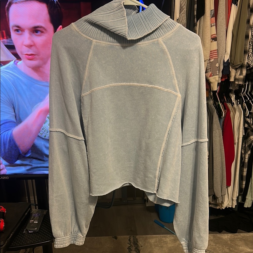 Aerie Blue Cowl Neck Sweater with Modern Fit